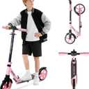 Nattork Kick Scooter for Kids 6+ Years Teens Adults - 220LB Weight Capacity, Front Shock Absorber and Adjustable Handlebar - Smooth Ride with 8" Sturdy Wheels, Ideal for Outdoor Sports