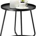 danpinera Outdoor Side Tables, Weather Resistant Steel, Small Round End Table for Patio Yard Balcony Garden Bedside Black