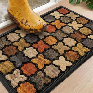 Welcome Mat for Front Door, Non-Slip, Floral, 17 x 29 in | Traps Dirt and Moisture, Absorbent Coarse Fibers, Fade Resistant, Low Profile, Waterproof Backing, Indoor and Outdoor Entry
