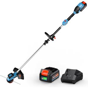 SENIX 20V 15" Weed Wacker, String Trimmer w/5.0Ah Battery & 2A Charger, Variable Speed, Brushless Motor, Lightweight 6.6lbs (GTX2-M3)