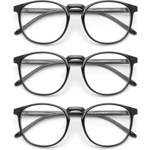 IBOANN Chic & Comfy Blue Light Glasses for Women - 3-Pack Round Frames, Screen-Ready Style with UV Protection Coating