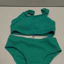 Girls Two Piece Swimsuits Ribbed Bikini Sets Swimming Bathing Suit Beach Sport Athletic Teen Girls Swimwear (11-12 Years, Glossy Green)