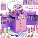 PERRYHOME Kids Makeup Set for Girls, 63 Pcs Washable Non-Toxic Real Cosmetic Toddler Makeup Kit, Unicorn Princess Play Makeup Toys Birthday Gifts, Dress up Time Girl Toys for 3 4 5 6 7 8 9 10 11 12