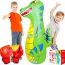 Punching Bag for Kids 47" Inflatable Dinosaur Bop Bag with Thicker Material Instant Bounce Back with Boxing Gloves Karate Kickboxing Taekwondo Kids Gift for Age 3-9 Girls & Boys (Green)