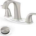 Brushed Nickel Bathroom Sink Faucet 3 Hole 8 Inch Widespread Bathroom Faucet Farmhouse Lavatory Vanity 2 Handle with Pop Up Drain Set Mixer Tap Bath 3 Piece