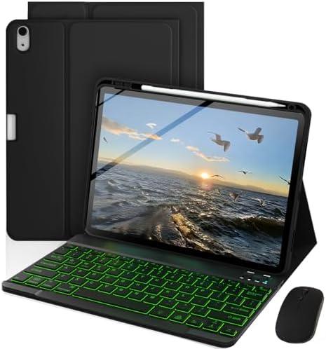 TnbonGip Keyboard Case for iPad A16 11th Generation 2025 / 10th Generation 2022, Mouse and 7 Colors Backlit Detachable Keyboard, Adjustable Stand Built in S Pen Holder, Auto-Sleep/Wake Feature, Black