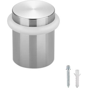 Floor Door Stopper Door Stop-Classy Solid Steel Modern Heavy Duty Door Stoppers -Floor Mount Anchor Screw-Wall Protector for Commercial Door(Stainless Steel White, 1.5 Inch)