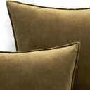 MIULEE Olive Green Velvet Throw Pillow Covers 24x24 Soft Decorative Solid Square Euro Sham Cushion Cases Pack of 2 Modern Luxury Home Decor for Couch, Sofa, Bedroom