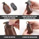 fits for Ford Key Fob Cover . Compatible with 2013-2017 F150 Mustang Explorer Fusion Edge MKZ MKC MKX Fits for Lincoln 5 Button Smart Leather Car Key Protector Fob Chain/Brown