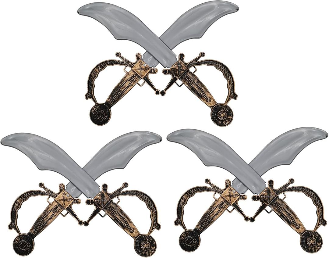 6 Pcs Pirate Swords for Kids,Safe Durable Plastic Pirate Sword,Pirate Party Favors for Theme Birthday Party Christmas Cosplay Costume Accessories Stage Props.
