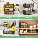 SAYZH Fruit Basket Bowls For Kitchen Counter with Banana Hangers - Detachable Metal Mesh Basket Fruit Stand with Handle - Kitchen Vegetables Bread Snacks Storage Organization, 2 Tier Black