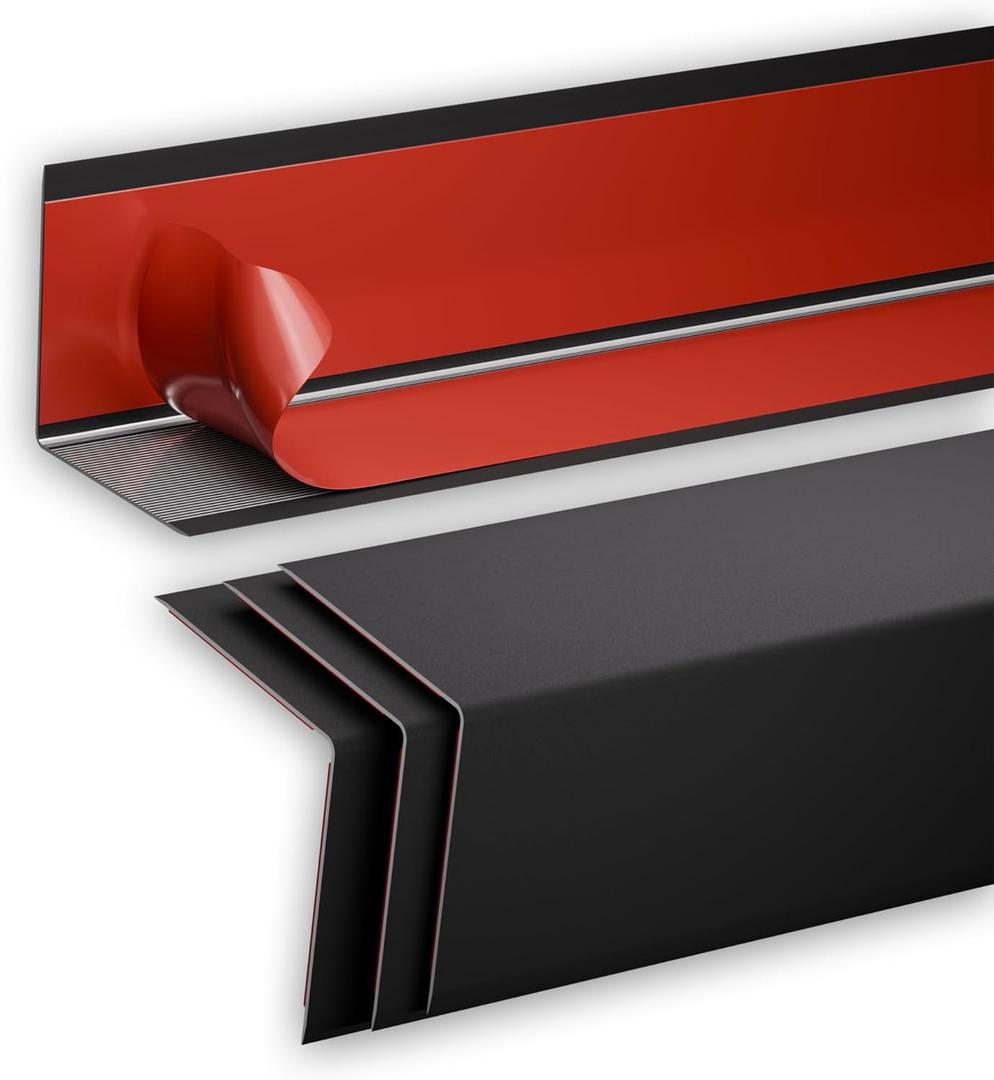 4Pcs 36" Metal Corner Protectors, Aluminum Self-Adhesive Corner Guards, for Edge Protection & Decoration on Walls, Furniture, Cabinets, Kitchen Islands (Black, 36"x0.7"x0.7")