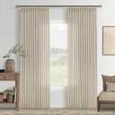Beige Linen Curtains 84 Inch Length Pinch Pleated 2 Panels for Living Room Bedroom Apricot Oatmeal Semi Sheer Window Curtain Boho Neutral Back Tab Pinch Pleat Drape with Rings Hooks, 84 Inches Long
