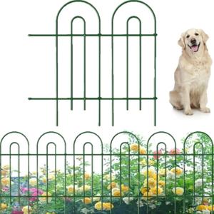 AMAGABELI 14 Panels 32in(H)20ft(L) Decorative Garden Fence No Dig Rustproof Metal Pre-Linking Fence Panels Garden Edging Border Animal Barrier Fencing for Flower Beds Yard Patio Outdoor Decor Green