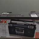 QFX J-220BT Boombox MP3 Conversion from Radio to Cassette with 4-Band (AM, FM, SW1, SW2) Radio with Bluetooth, Rechargeable Battery, Dual 3 Speakers, Built-in Microphone, Recorder, 3-Band Equalizer (Black)