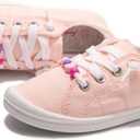 FUNKYMONKEY Girls Canvas Sneakers Lace up Lightweight Casual School Shoes for Toddler/Little Kids (Pink)