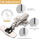 Furniware 10 Pack Frameless Full Overlay Soft Close Cabinet Hinges, Speed Control 4D Adjustment European Hinges, Stainless Steel Kitchen Cabinet Hardware Clip-On, 45~110 Open Angle