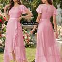 BeryLove Formal Dresses for Women 2026 Wedding Guest with Slit Cocktail Elegant Lace Long Prom Dress (Pink, M)