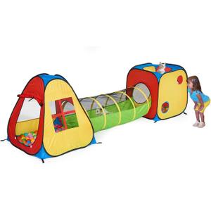 UTEX 3 in 1 Pop Up Play Tent with Tunnel, Ball Pit for Kids, Boys, Girls, Babies and Toddlers, Indoor/Outdoor PlayhouseYellow