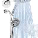 MakeFit Dual Handheld Shower Head Combo, 2-in-1 Rain Shower Heads System 8 Inch Rainfall Shower Head and 10 Modes High Pressure Hand Held Showerhead with Built-in Power Wash