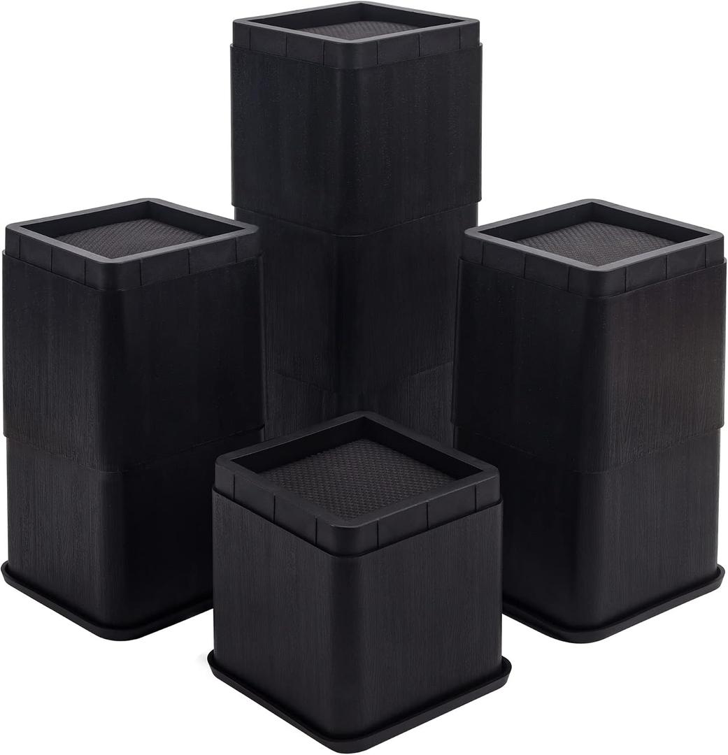 BTSD-home 4 inch or 8 inch Bed Risers Heavy Duty Stackable Furniture Risers Bed Lifts Risers for Couch, Sofa, Desk or Table Legs Extenders 8 Pack