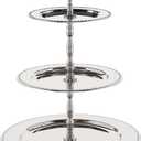 Elegance 3-Tier Beaded Buffet Serving Stand, Silver, Large