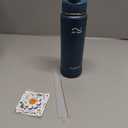 [2-IN-1 LID] Insulated Water Bottle with Silicone Boot (36hrs Cold/18hrs Hot) - DIY Stickers, Leakproof, BPA Free, 24 oz (Cyan)