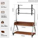 Rolling TV Stand with 2-Tier Wooden Shelf Stainless Steel Mobile TV Stand