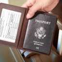 Genuine Leather Passport and Vaccine Card Holder Combo, RFID Blocking, Coffee, Unisex