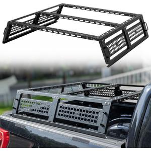 JOYTUTUS Full Size Truck Bed Rack, Overland Bed Racks for Trucks Compatible with F150 F250 F350 Silverado Sierra Ram, 11.8 Inch High Truck Bed Rack for Roof Top Tent, with Wider Molle Panel