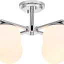 Chrome Semi Flush Mount Ceiling Light, 4-Ligh Modern Kitchen Lighting Fixtures with Globe Glass Shade, Hallway Light Fixtures Ceiling Mount for Dining Room, Living Room, Bedroom, Foyer