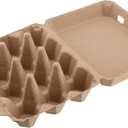 SEUNMUK 50 Pack 12 Cell Empty Egg Cartons,Brown Pulp Fiber Egg Tray Holder Stackable Egg Container holder with Lids for Storing Eggs