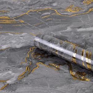 Grey Gold Marble Contact Paper for Countertops A Set of 23.6" X 197"Glossy Peel and Stick Wallpaper Waterproof Self-Adhesive Removable Wall Paper for Kitchen Cabinets Bathroom Furniture Refurbishment