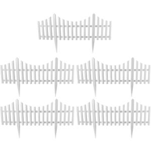 DOITOOL Flexible White Picket Fence Garden Border, 5 Pcs Decorative Landscape Edging Fences, Grass Lawn Flowerbeds Plant Borders, White (Overall Length 120 Inches)