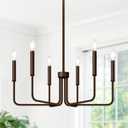 6-Light Farmhouse Chandelier for Dining Room Lighting Fixtures Hanging, Oil-Rubbed Bronze Dining Light Fixtures Industrial Chandelier for Bedroom, Foyer, Hall, Kitchen, Living Room and Entryway