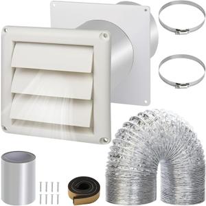 Dryer Vent Kit with Hose,Duct Connector,Dryer Vent Cover Outside Connector Wall Plate Ducting Kit for Bathroom Ventilation Fans Exhaust,Ceiling Washer Air Circulation
