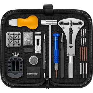 New UpgradedEventronic Watch Repair Kit Professional 154PCS, Watch Link Removal Kit, Watch Battery Replacement Tool Kit & Strap Adjustment, Watch Tool Kit, Watch Band Pin Tool with Carrying Case