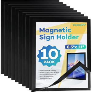YixangDD 10 Pack Magnetic Sign Holder 8.5 x 11, Self-Adhesive Magnetic Wall Mount Sign Holder, Magnetic Document Holder for Wall Window Office Poster Store