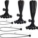 30PCS of 3 Sizes Ball Bungee Cords, 6, 9, 11 Inch Tarp Canopy Bungee Balls, Heavy Duty Tie Down Cord for Shelter, Gazebo, Camping, Tent, Cargo, Holding Wire and Hoses (Black)
