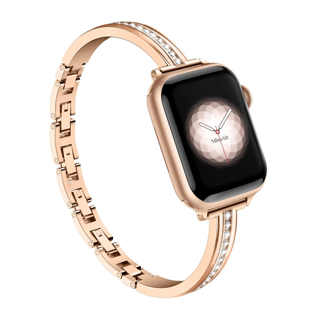 Missair Bands Compatible with Apple Watch Band 38mm 40mm 41mm 42mm 44mm 45mm 46mm 49mm for Women, Slim Metal Dressy Jewelry Bracelet with Bling Diamond for iWatch Series 11 10 9 8 7 6 5 4 3 SE Ultra