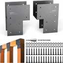 4 Pack Heavy Duty 6x6 (Actual 5.5"x5.5") Stainless Steel End Post Caps Tie Bracket , Fit Connecting Wood Gazebo, Deck Patio Post and Wood Beams Bracket (Dark Gray)
