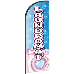 Laundromat Feather Flag for Business Advertising 6 FT Swooper Flag for Storefronts Retailers Shops Food Trucks Events and Fairs (Flagpole Not Included)