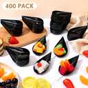 400 Pcs 4 Inch Plastic Appetizer Spoons Tasting Disposable Mini Appetizer Plates Tear Drop Serving Dessert Teardrop Asian Spoon for Party Dessert Dishes Catering(Black)