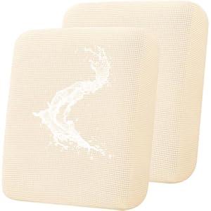 Smiry Waterproof Couch Cushion Covers, Stretch Jacquard Sofa Covers Washable, Thick Sofa Cushion Covers Furniture Protector with Elastic Bottom for Pets, Kids (2 Pack, Beige)