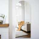Natsukage Arched Floor Mirror Full Length Large Long Wall Mounted Body Dressing for Bathroom/Bedroom/Living Room Polystyrene Frame(Arched White, 65'' x 22'') (US-LJ163PS011-WH-USAM022-vc)