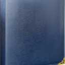 Vintage Leather 3 Ring Binder, 1 Inch D Ring, Holds 8.5" x 11" Paper Letter Size, Brass Corner Protectors, Faux Leather Cover, Professional Office & School Binder (1 Pack, Blue, 1 Inch)