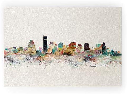 Society6 Bri Buckley Boston City Skyline Welcome Mat, 36" x 24"