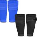 2 Pairs Kids Youth Soccer Shin Guard Sleeves with Optimized Insert Pocket, Shin Pad Compression Sleeves for 3-15 Years Old Boys Girls Child Teens for Soccer Sport (Black+ Blue)