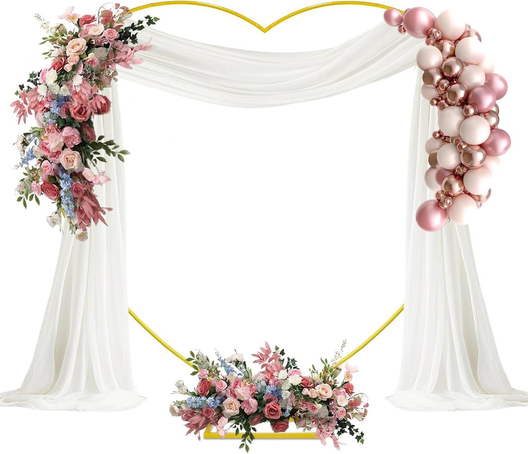 6.7FT Heart Arch Stand for Proposal Heart Shaped Metal Balloon Arch Kit Gold Wedding Heart Arch Backdrop Stand for Ceremony, Valentine's Day, Baby Shower, Birthday Party Decorations