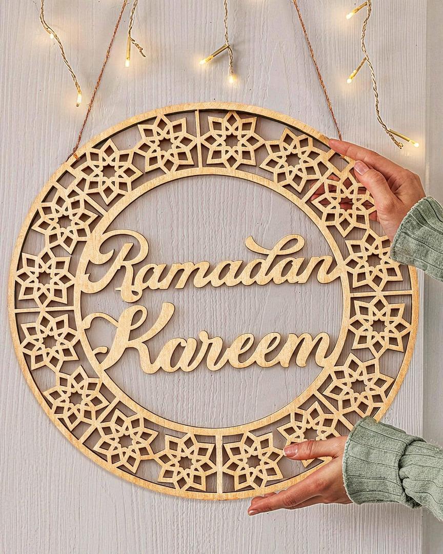 OLEEK ramadan door wreath (12in) ramadan mubarak sign - ramadan decorations for home 2026 - ramadan's wreath for front door - ramadan's sign - ramdan door decoration - ramadan decor - rmadan door sign